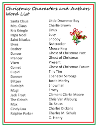 christmas characters word list