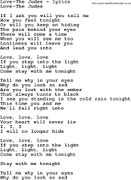 Love Song Lyrics For Love The Judes