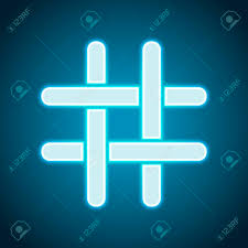 Hashtag Icon Neon Style Light Decoration Icon Bright Electric