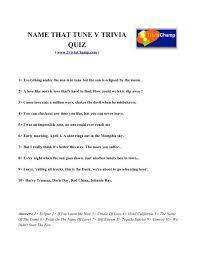Email me if you need the names or artist.contact me for answers at sjrvilla. Name That Tune V Trivia Quiz Trivia Champ