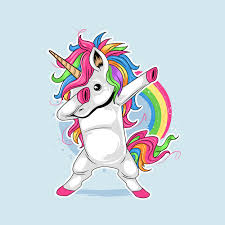 dabbing unicorn with cute rainbow hair