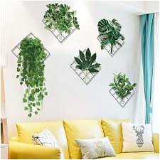 3d Vivid Green Plants Grid Wall Decal