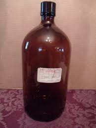 large vintage amber brown glass bottle