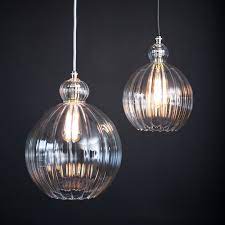 Mabel Large Ribbed Clear Glass Pendant