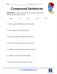 compound sentences worksheets 15