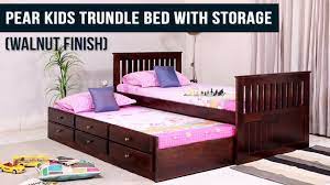Buy kids bed with trundle, farm house bedroom decor furniture kids bedding sets for boys girls, white 77.9l x 41.5w x 68.6h at walmart.com Pear Kids Trundle Bed With Storage Walnut Finish Wooden Street Youtube