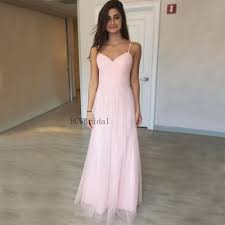 Us 64 02 34 Off 2019 Cheap Light Pink Tulle Evening Dress Sweetheart Spaghetti Strap A Line Floor Length Long Prom Gown Simple Women Party Dress In