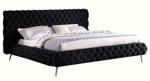 madison black velvet tufted queen bed