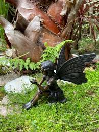 Garden Fairy Sitting Solid Bronze