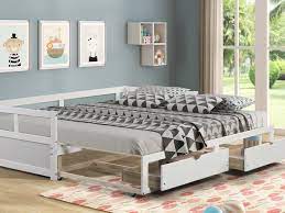 wood daybed with storage drawers and