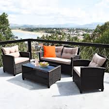 costway 4pcs outdoor rattan furniture