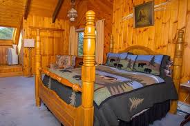 rustic bedding sets the mood in log