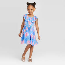 Oshkosh B Gosh Toddler Girls Short Sleeve Chiffon Floral Dress Light Blue 18m Target