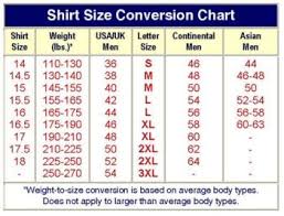shirt size clothing size chart size chart