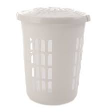Product details page for white stacking plastic laundry baskets is loaded. Buy Tall Round Laundry Storage Hamper Basket