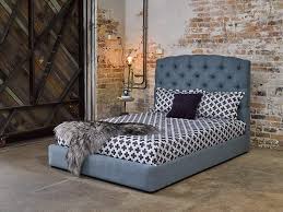 Queen Size Navy Blue Fabric Bed
