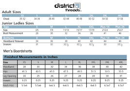 District Threads Size Chart