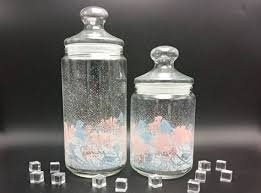 Glass Jars With Vintage Flower Decor