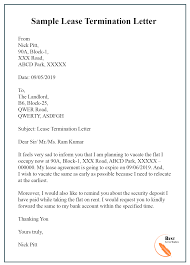 Lease Termination Letter Template Format Sample Example