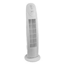 white oscillating tower fan