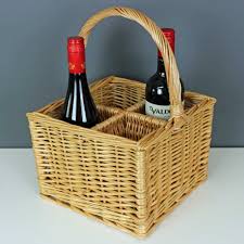 4 bottle wicker wine carrier basket