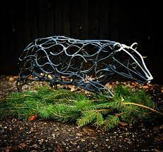 Handmade Metal Badger Garden Sculpture