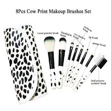 8pcs cow print makeup brush waterproof