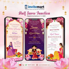 digital half saree invitation card at
