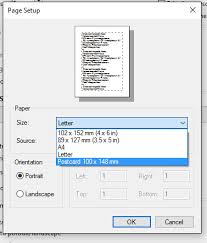 can t select paper sizes to print