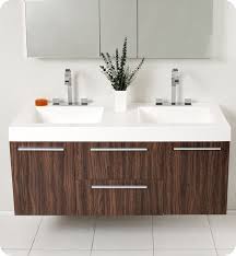 Walnut Modern Double Sink Bathroom Vanity