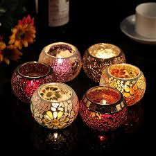 glass mosaic lantern candle holder for