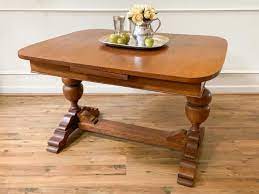 Oak Jacobean Style Trestle Dining Table