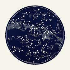 Constellation Map Blue Star Chart Blue Circular Art