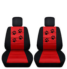 Black Red Paws Velvet Seat Covers 2010