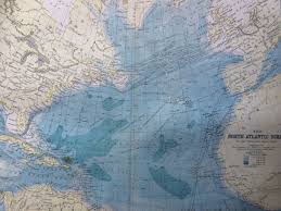 1904 North Atlantic Ocean On A Gnomonic Projection Original