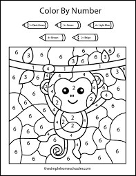 free easy color by number worksheets