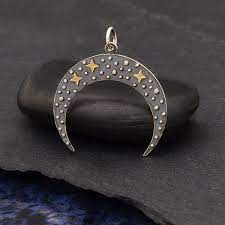 sterling silver moon pendant with