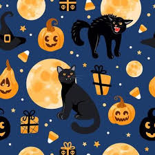 Seamless Pattern Black Cat