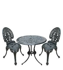table and chair sets regalia metal table and chair set in grey finish with 2 chair pepperfry