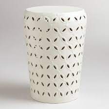 White Lili Punched Drum Stool Modern