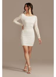 Check spelling or type a new query. Short Lace High Neck Long Sleeve Sheath Dress David S Bridal