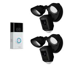 Ring Wireless Video Doorbell 2 With Floodlight Cam Black 2 Pack 8sf3y7 Ben0 The Home Depot