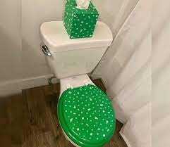 Hand Painted Toilet Seat Set Bathroom