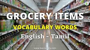 grocery items voary words in tamil
