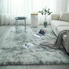 silver grey dual tone fluffy rugs anti
