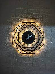 Octagon Metal Large Wall Clock With