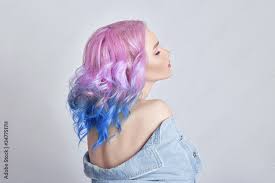 woman with bright colored flying hair