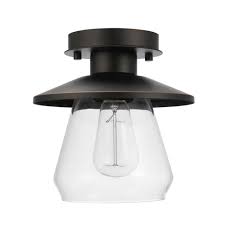 Globe Electric Nate 1 Light Oil Rubbed Bronze Semi Flush Mount Ceiling Light With Clear Glass Shade 64846 The Home Depot