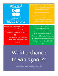 This covers everything from disney, to harry potter, and even emma stone movies, so get ready. Columbus Area Chamber Of Commerce Contest Alert 10 Days Of Something Good Trivia Challenge 9 Trivia Questions 9 Business Visits 10 Chances To Win 50 And 1 Chance To Win 500