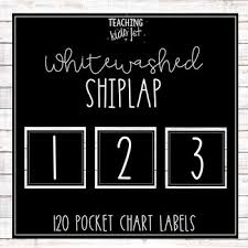 Whitewashed Shiplap 120 Pocket Chart Numbers